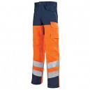 PANTALON HAUTE VISIBILITE MULTIPOCHES MARINE/ORANGE LAFONT 1HVN77CP