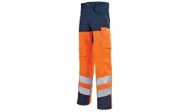 PANTALON HAUTE VISIBILITE MULTIPOCHES MARINE/ORANGE LAFONT 1HVN77CP