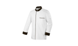 VESTE DE CUISINE HOMME ML ROBUR ABAX BLANC/MOKA