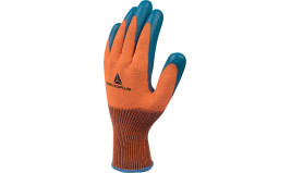 LOT DE 2 PAIRES DE GANTS TRAVAIL TRICOTES ENDUCTION LATEX DELTA PLUS VE733 ORANGE/BLEU