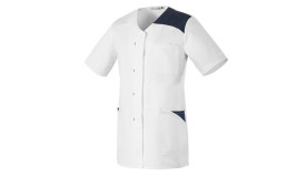 TUNIQUE DE TRAVAIL FEMME MC POLYCOTON A PRESSIONS ROBUR FLAVIE BLANC/MARINE