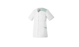 TUNIQUE DE TRAVAIL FEMME MC POLYCOTON A PRESSIONS ROBUR FLAVIE BLANC/VERT
