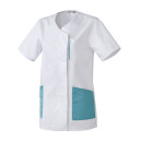 TUNIQUE DE TRAVAIL FEMME MC ROBUR LILA2 BLANC/TURQUOISE